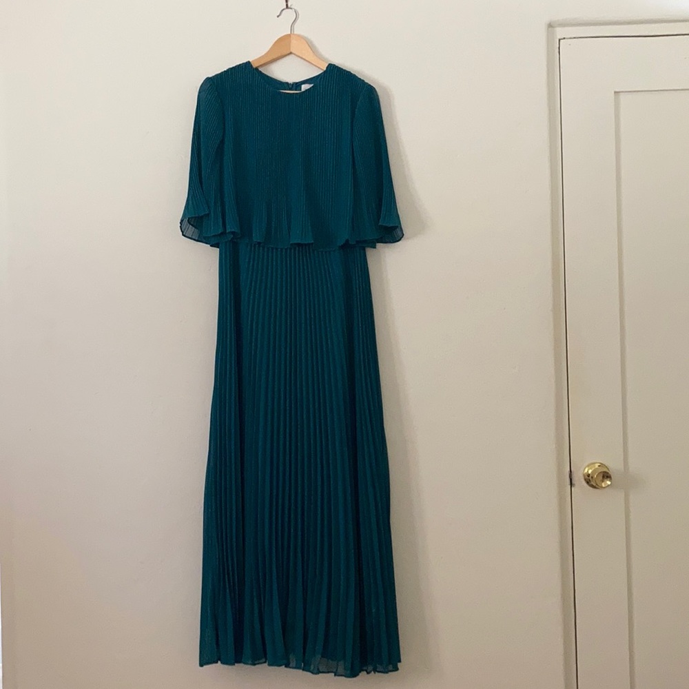 Teal Pleated Anthropologie Dress (NWT)